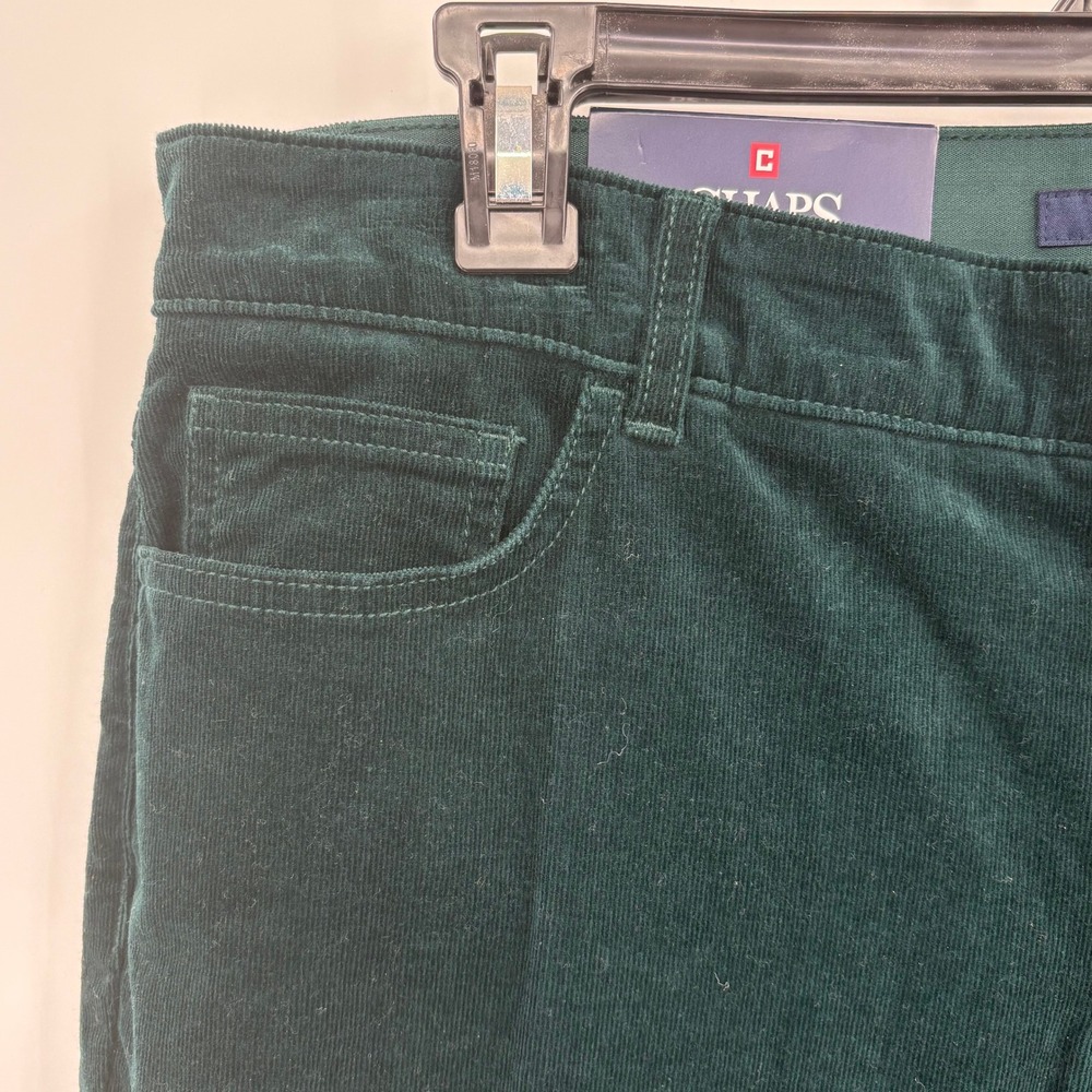 Chaps Fit Shape Sculpt Green Corduroy Straight Leg Mid Rise Pants Womens 16 NWT - Picture 3 of 15